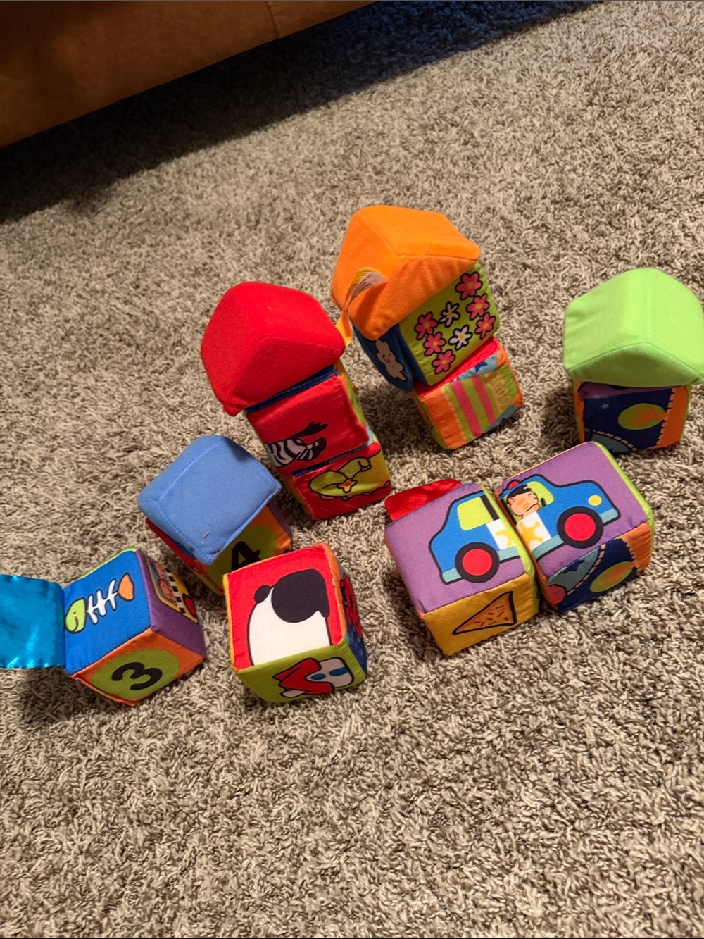 Melissa & Doug Soft Plush Activity Blocks - Red, Orange, Green, Blue, Purple